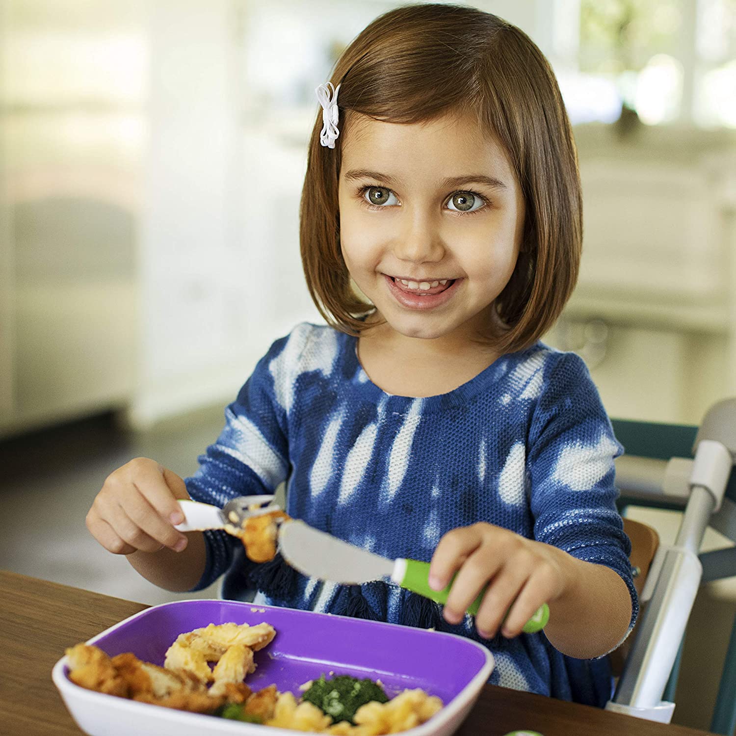 Munchkin Splash Toddler Cutlery Set (Fork, Knife & Spoon), Green, 3 Count (Pack of 1) - Image 3