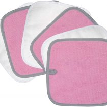 Polyte Premium Hypoallergenic Chemical Free Microfibre Makeup Remover and Facial Cleansing Cloth 6 Pack (20x20 cm, Pink/White)