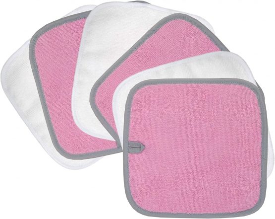 Polyte Premium Hypoallergenic Chemical Free Microfibre Makeup Remover and Facial Cleansing Cloth 6 Pack (20x20 cm, Pink/White)