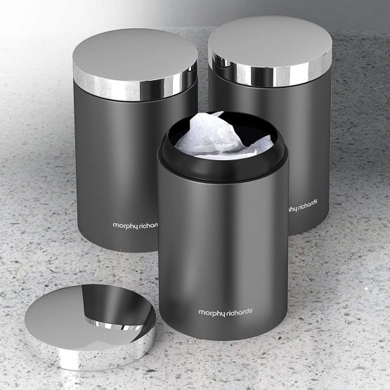 Morphy Richards 974067 Accents Kitchen Storage Canisters, Stainless Steel, Titanium, Set of 3 - Image 2