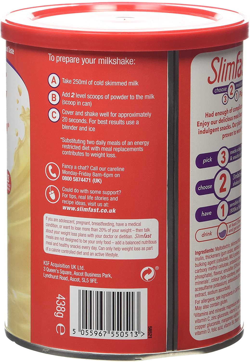 SlimFast Simply Vanilla Shake Powder, 438g, 438 g (Pack of 1) - Image 3