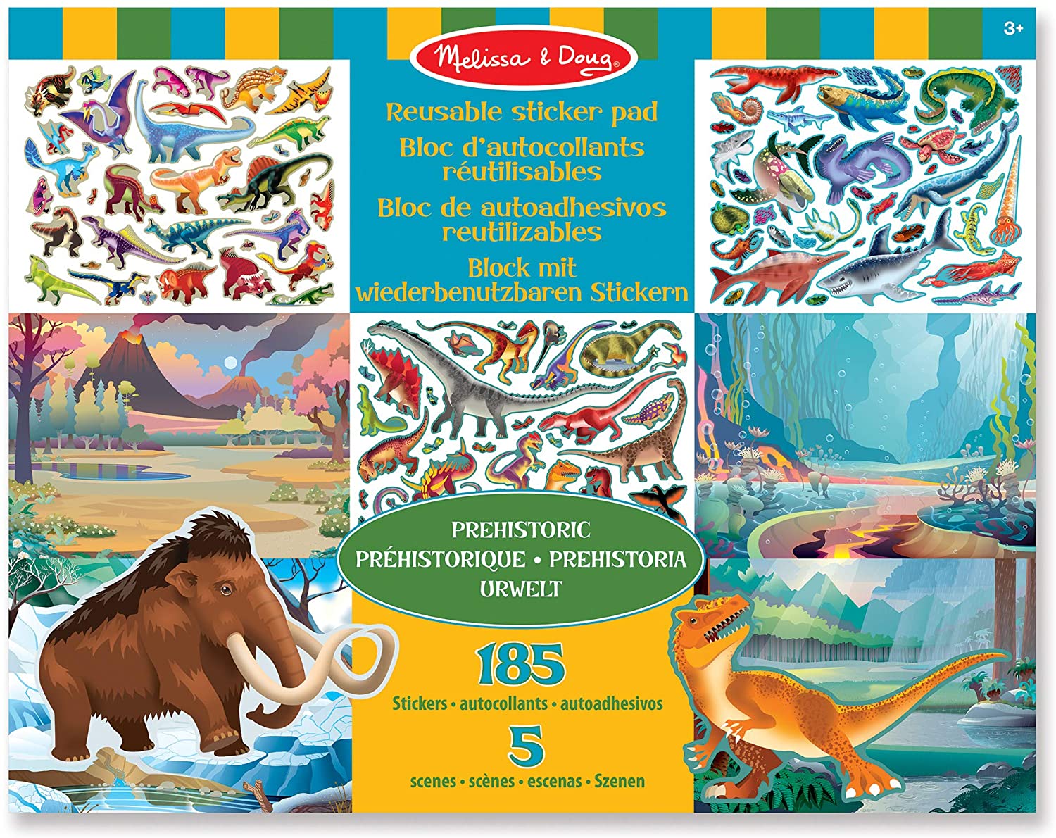 Melissa & Doug Reusable Puffy Stickers-Dinosaurs, Multi Coloured, Standalone