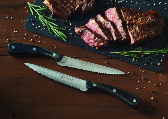 Viners 305.109 12pc Steak Knife & Fork Set, Rivet Handles, Stainless Steel, Silver, 32 x 23.6 x 2.2 cm - Image 3