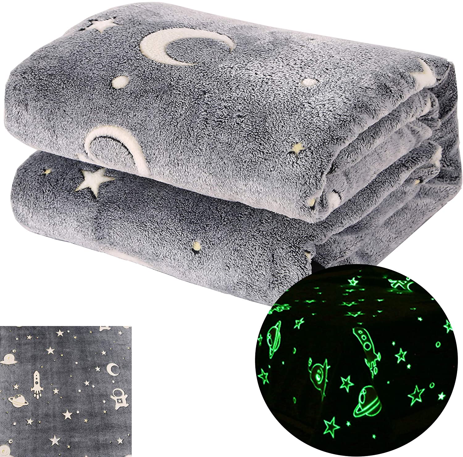 SUCHDECO Glow in The Dark Blanket for Baby Boy Girl, Soft Flannel