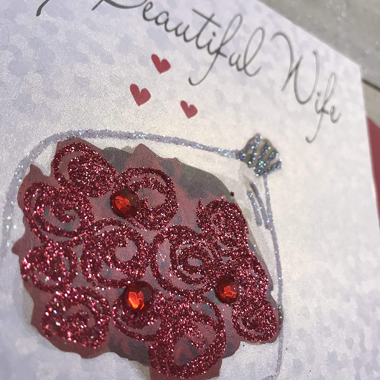 WHITE COTTON CARDS To My Beautiful Wife Happy Anniversary Bouquet, WB216,16cm x 16 cm - Image 2