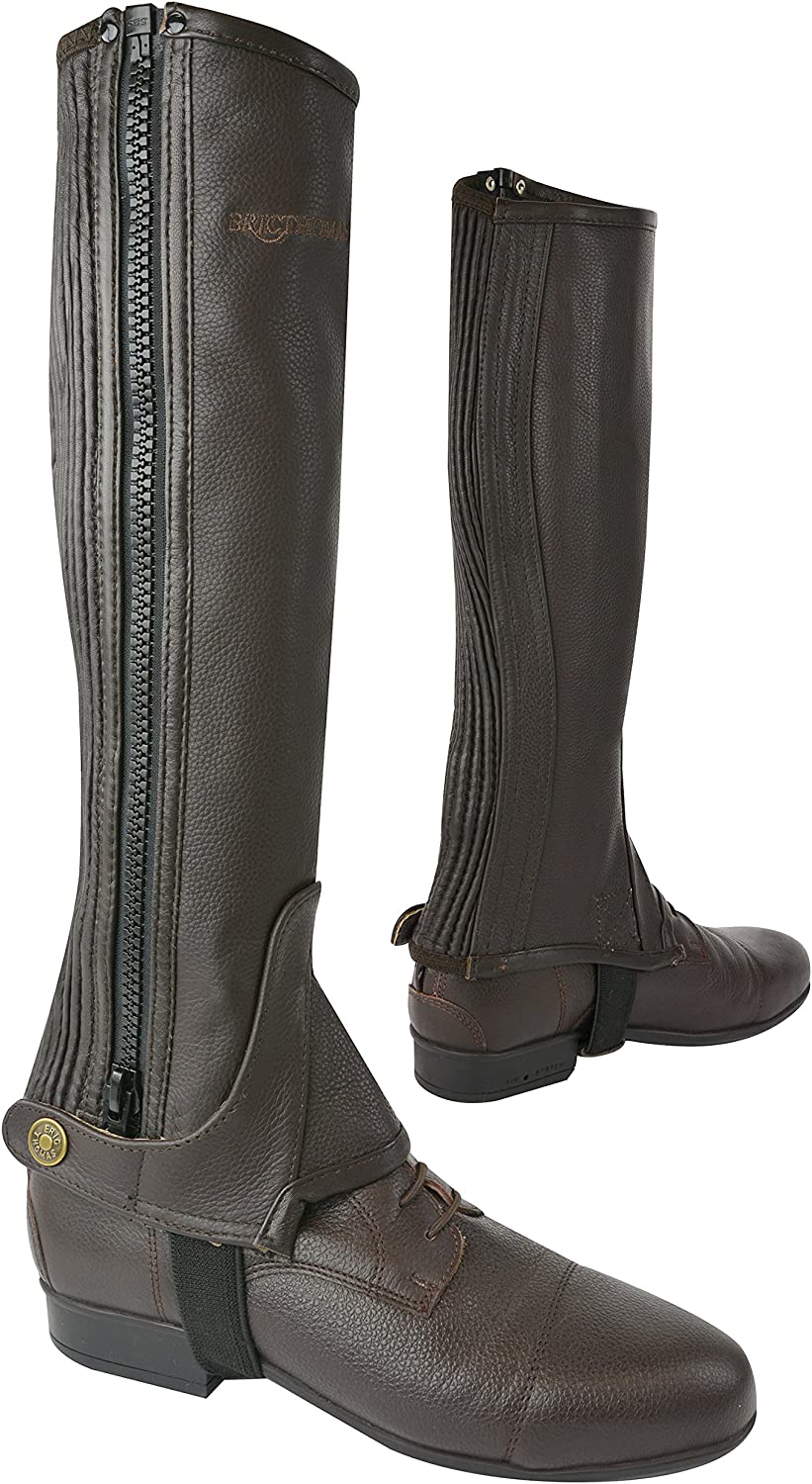 Eric Thomas Unisex Adult 913015 Leather Half-Chaps - Brown, One Size