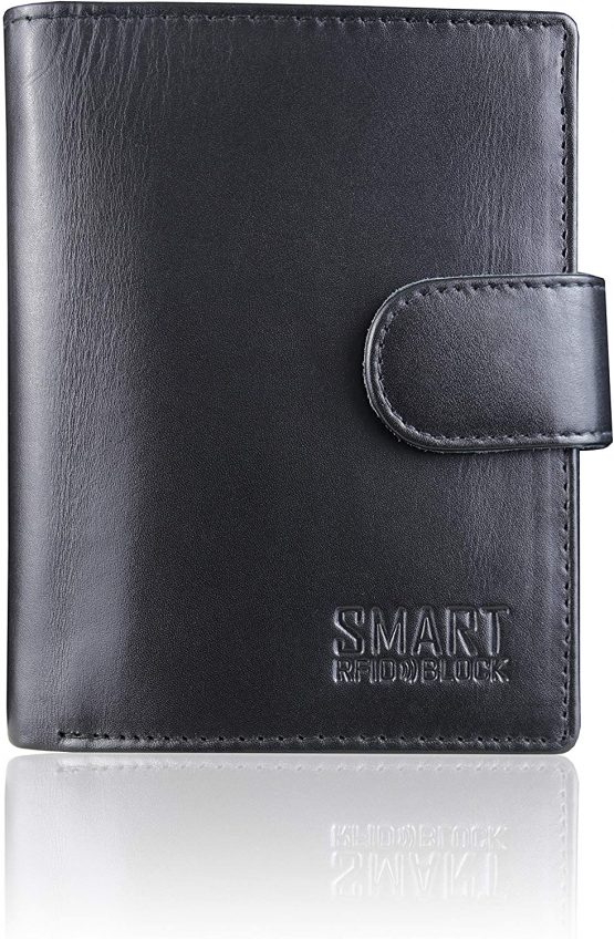 KORUMA Quality RFID Blocking Leather Men Wallet with Coin Pocket (Black)