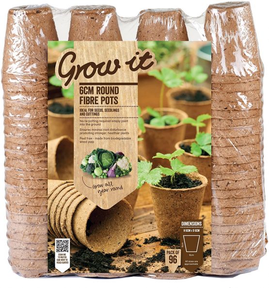 Grow it 08325 Round Fibre Pots, Multi-Colour, 6 cm