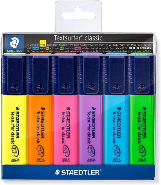 STAEDTLER Textsurfer Classic 364 Highlighter - Assorted Colours, Pack of 6