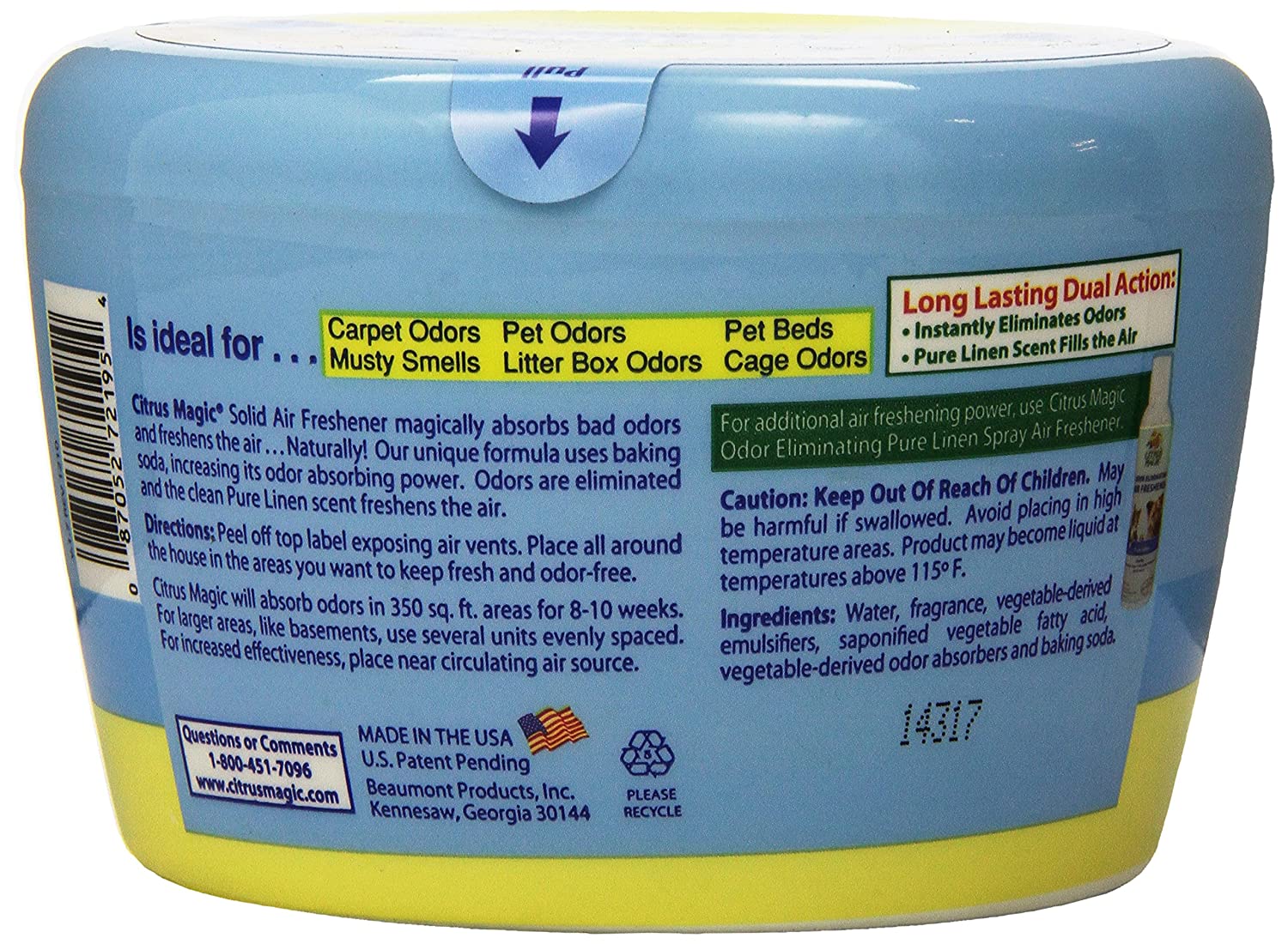 Citrus Magic Pet Odor Absorbing Solid Air Freshener Pure Linen, 20-Ounce, No Color, 566 g (Pack of 1) - Image 2
