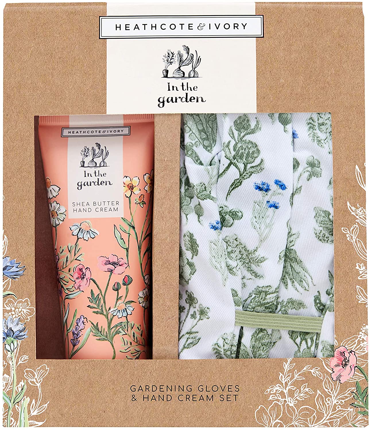 Heathcote & Ivory Hand Cream Set 100ml and Gardening Gloves, Shea Butter Hand Cream, Cruelty and Vegan Friendly