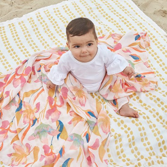 aden + anais silky soft Muslin Swaddle & Receiving Blankets for Baby Girls & Boys, 120x120cm, Ideal Newborn & Infant Swaddling Wrap Set of Bamboo Viscose, Perfect Shower Gifts, 3 Pack, marine gardens - Image 4