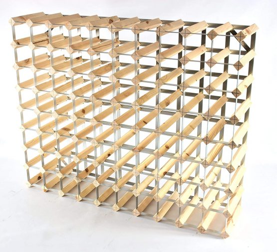 Classic 90 Bottle Pine Wood and galvanised Metal Wine Rack self Assembly - Image 2