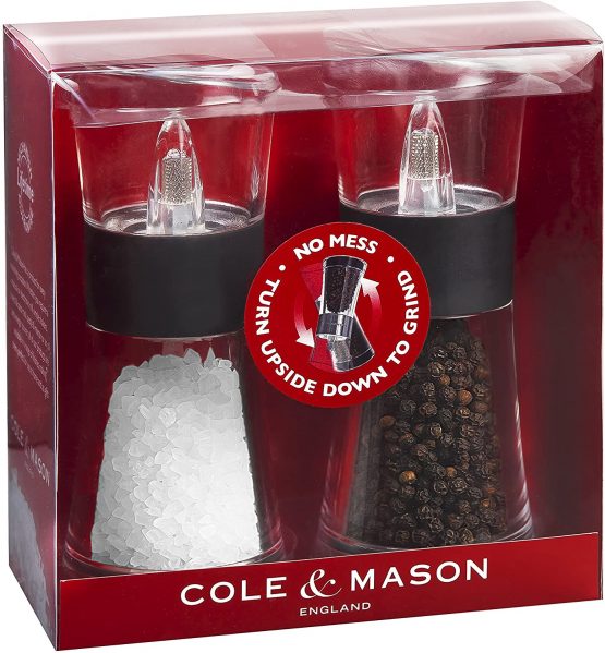 Cole & Mason H581580 Flip 180 Black Salt and Pepper Mills | Classic Inverta | Acrylic | 154mm | Gift Set | Includes 2 x Salt and Pepper Grinders | Lifetime Mechanism Guarantee - Image 2