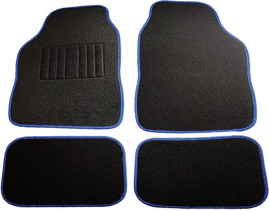 Safe Travel 27651 Universal Car Mats, Left Hand Drive (LHD), Welded Heel, Blue Binding