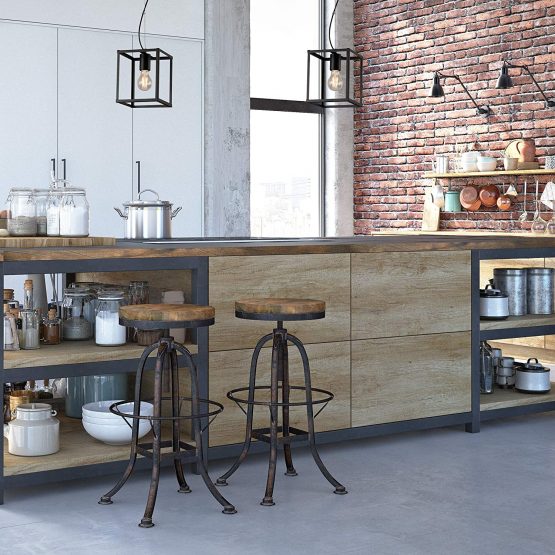 Briloner Leuchten Pendant lamp, 1-Bulb Pendant lamp, Retro/Vintage Pendant Light, Black Steel, 1x E27, max. 40 Watt, Black, 170x170x1200mm (LxWxH), 4020-015 - Image 2