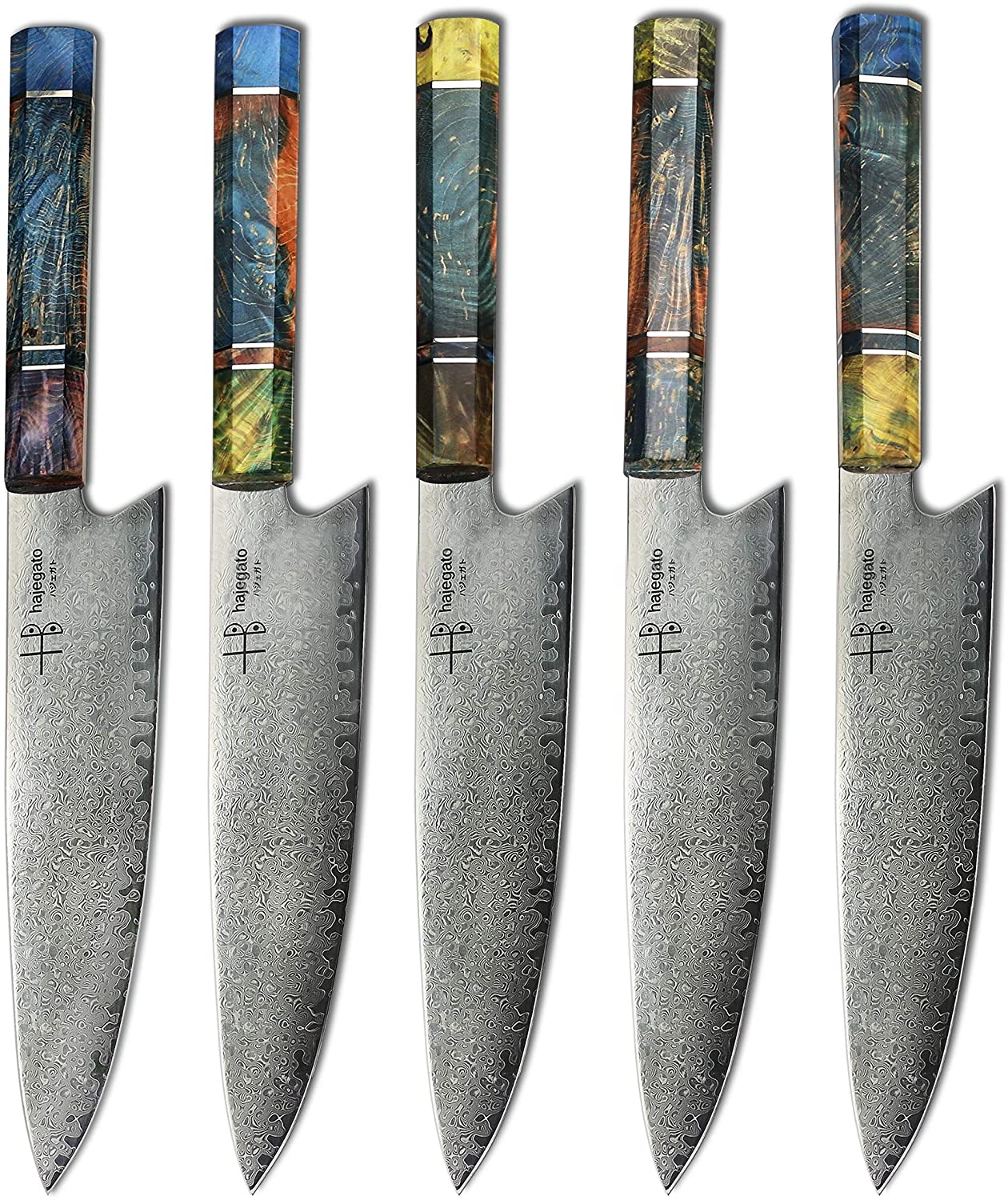 Damascus Chef Knife Gyuto Hajegato Unique One of Kind Handle Professional 8 Inch Japanese Chefs Kitchen Knife Vg10 67 Layers Damascus Steel Knive with Sheath