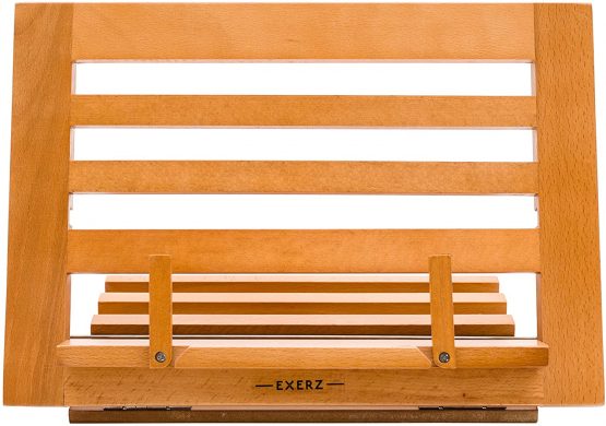 Exerz Cookbook Stand Wooden Bookrest Cookery Recipe Holder Reading Rest -34 x 24 x 2 cm Adjustable Height - for Kitchen Home Office Book iPad Tablet - Premium Quality Beech Wood (Wooden) - Image 2
