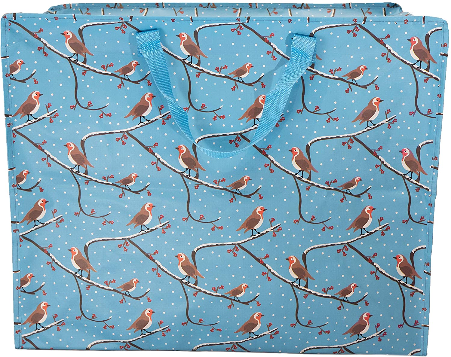 Happy Planet Giftshop Large Jumbo Storage Bag with Zip 58 x 47 x 30cm 80l (Winter Robins Christmas Xmas Design) (Single - Image 2