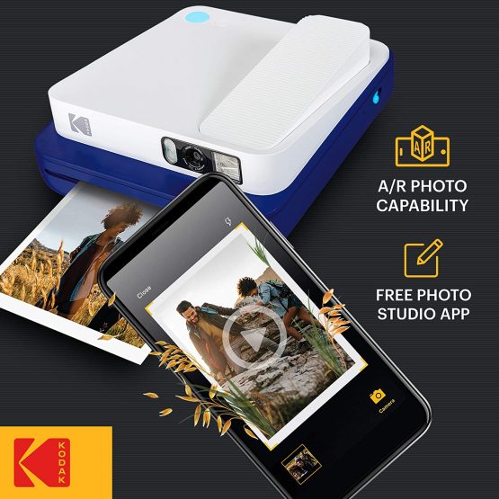 KODAK Smile Classic Digital Instant Camera with Bluetooth (Blue) 16MP Pictures, 35 Prints per Charge – Includes Starter Pack 3.5 x 4.25" ZINK Photo Paper, Sticker Frames Edition - Image 2