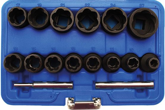 BGS 5269 | Special Socket Set / Screw Extractors | 12.5 mm (1/2") Drive | 8 - 27 mm | 16 pcs.
