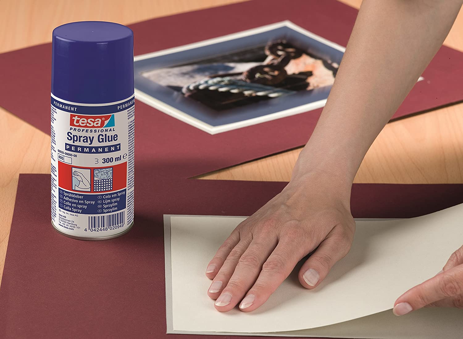 tesa Spray Glue Permanent, Strong Spray Adhesive for Light to Medium-Weight Materials with Smooth to Uneven Surfaces - Image 3
