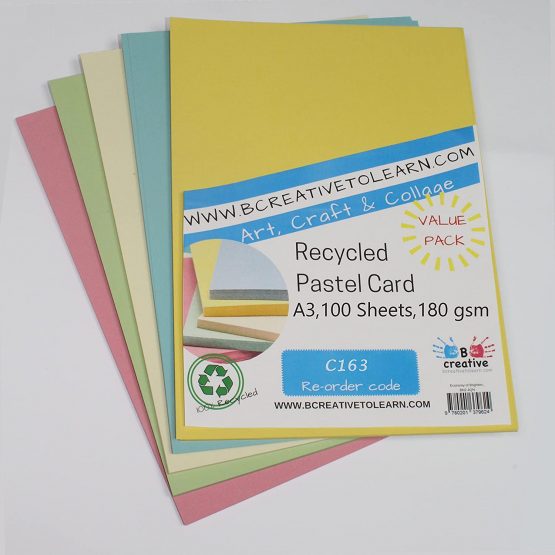 BCreativetolearn A3 Pastel Card Eco 100% Recycled A3 Coloured Card 180gsm 100 Sheets Assorted Colours - Use for Card Making, Printing, Copying - Image 2