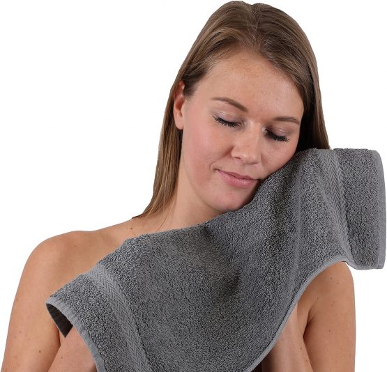 Betz Pack of 10 Guest Towels PREMIUM 100% Cotton 30x50 cm (anthracite grey & silver grey) - Image 3