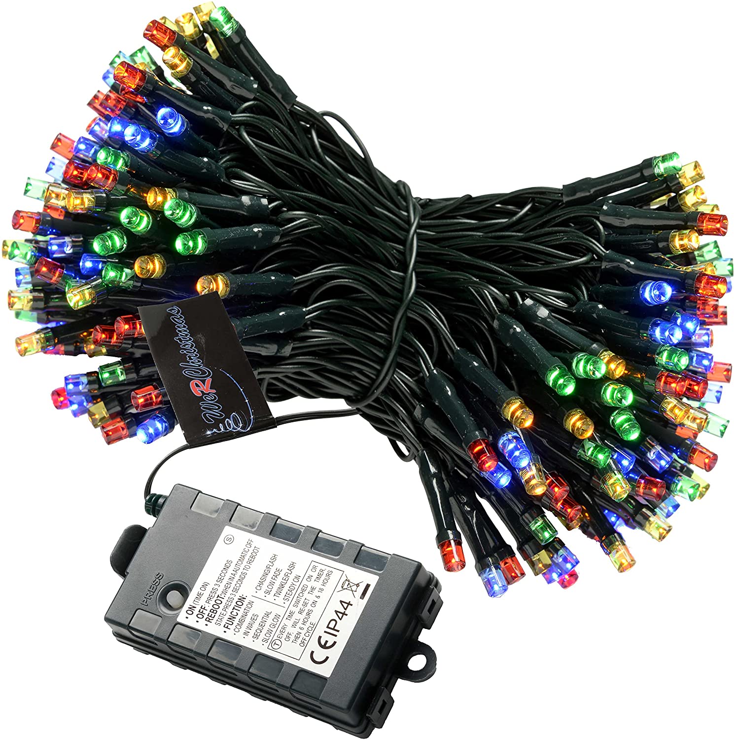 WeRChristmas WRC-4076 Outdoor Battery Operated Multi-Function LED Lights with Timer, 20 m - 200-LED, Multi-Colour - Image 2