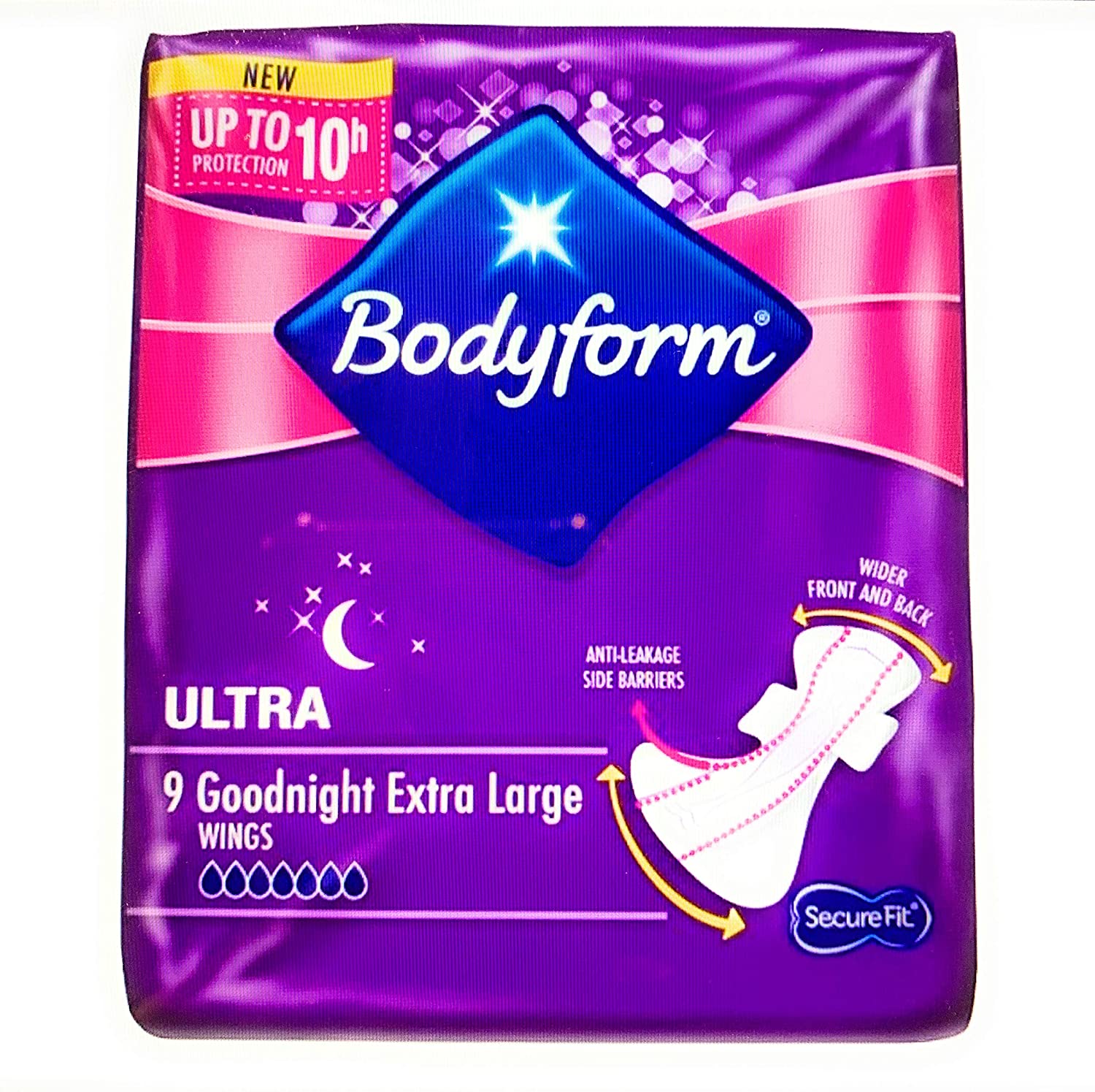 Bodyform Ultra Goodnight Extra Large Sanitary Towels with Wings 27 Pads 3 X 9, 27 Count (3 Packs of 9)