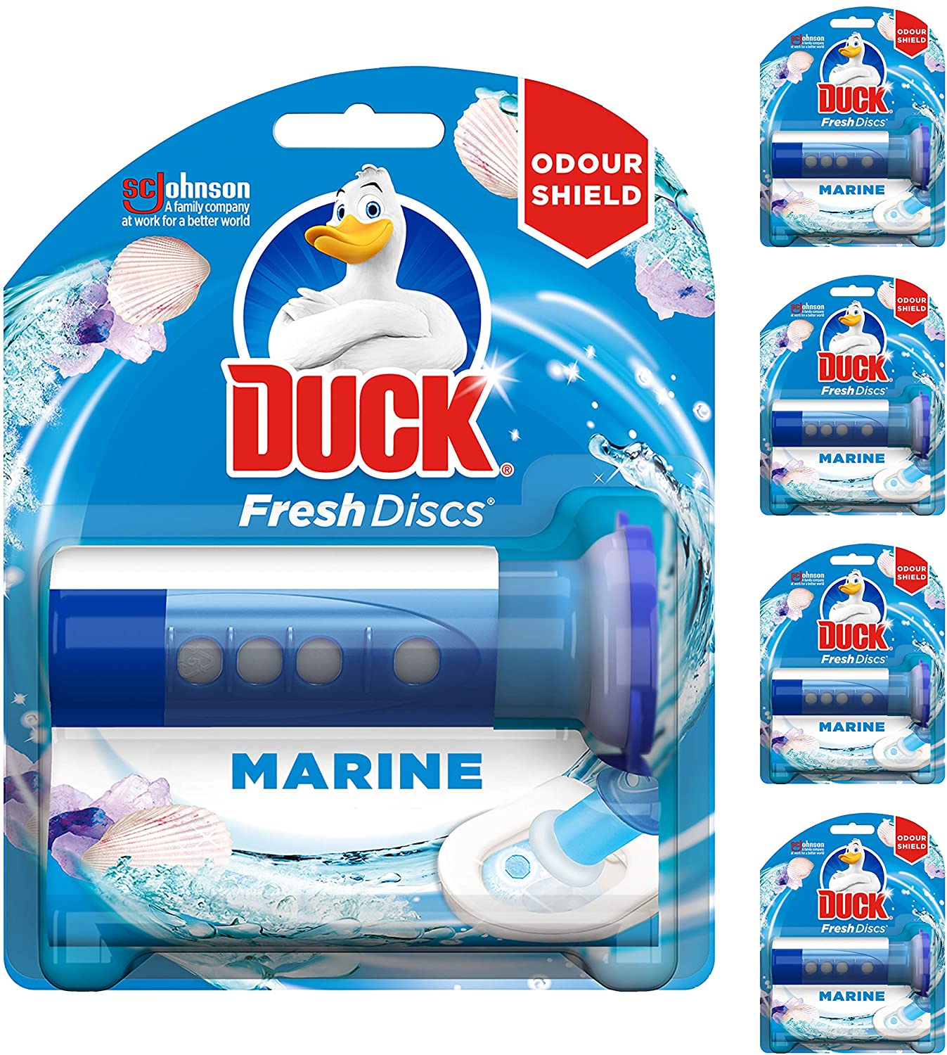 Duck Fresh Discs Toilet Cleaner Starter Kit, Fights Stains That Harbour Germs, Prevents Limescale Build Up, Marine