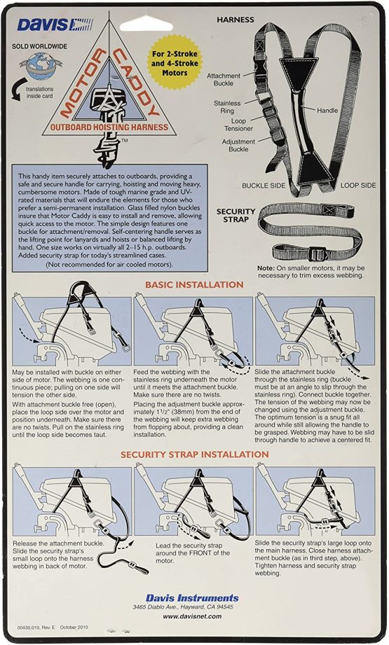 Davis Instruments 166-430 Hoisting Harness for Moving Outboard Motors - Image 2