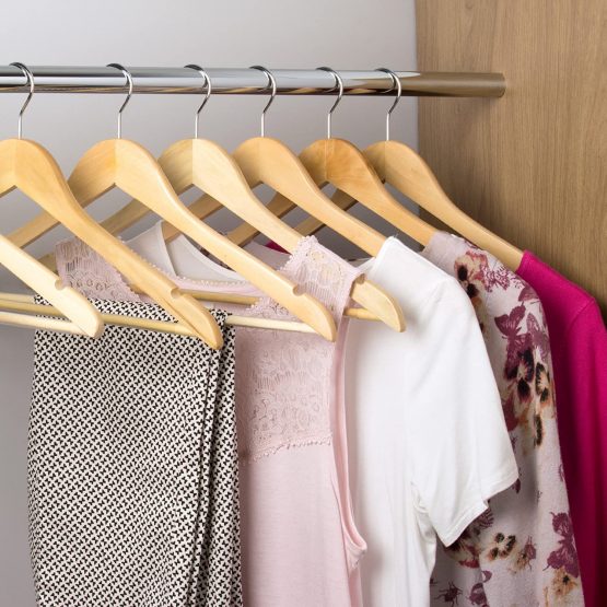 HANGERWORLD 30 Natural Wooden 45cm Coat Clothes Garment Hangers Non-SlipTrouser Bar - Image 3