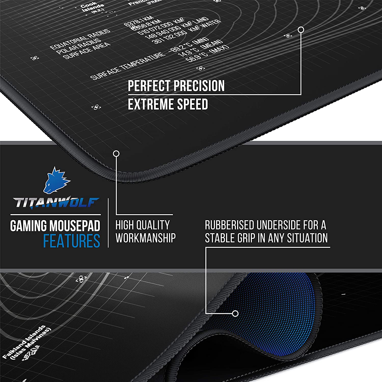 Titanwolf Extra Large Gaming Mouse Mat 1200x600mm Oversize Xxl Mouse Pad Desk Pad Xxxl