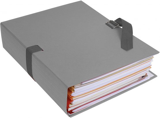 Exacompta 730E Document Folder with Flexible Folding Spine Cardboard Laminated, Coloured Stoffeinband, DIN A4, grau - Image 2