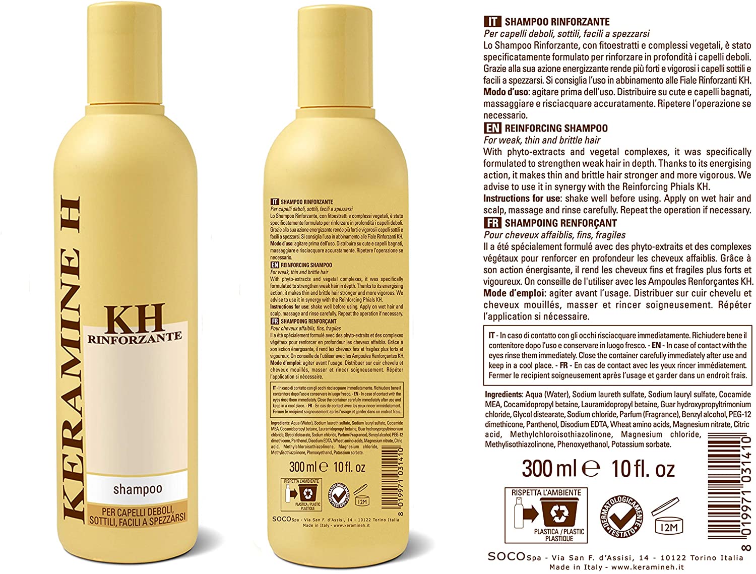 Keramine H Strengthening Shampoo 300 ml, Bianco, 300 ml (Pack of 1) - Image 2
