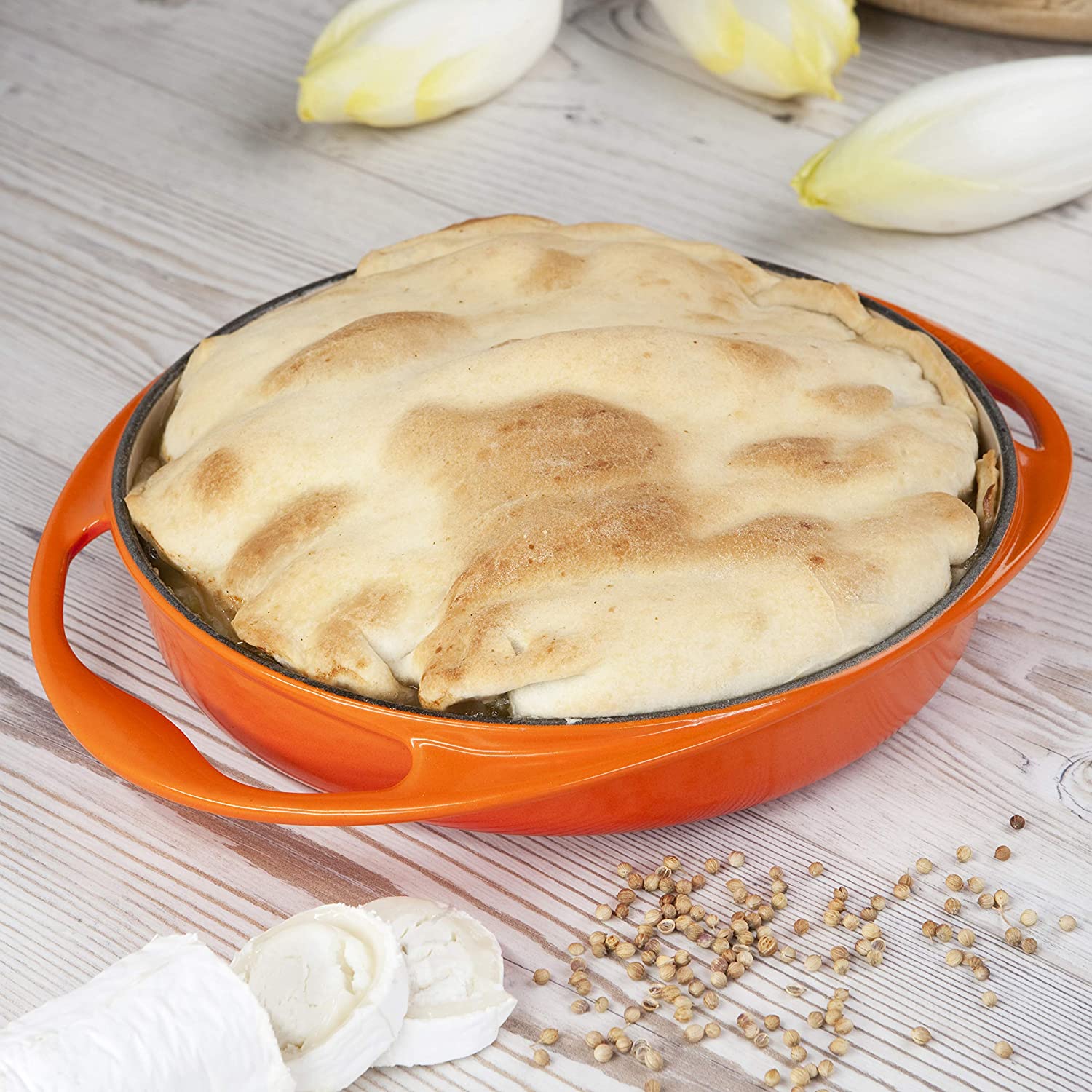Le Creuset Enamelled Cast Iron Round Tatin Roasting Dish, 28cm, 2.6 Litres, Volcanic, 20129280902460, 28 cm - Image 2
