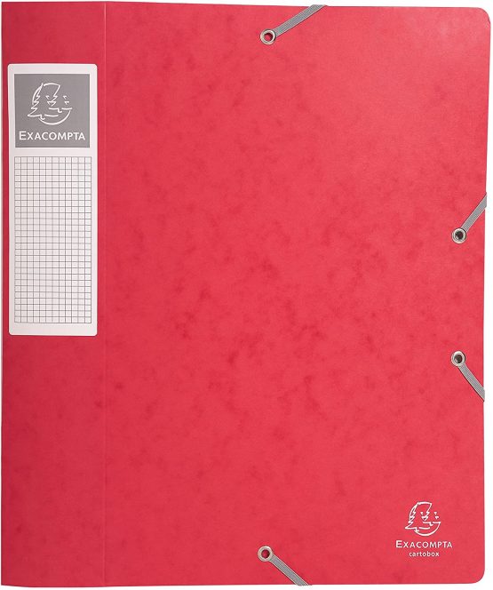 Exacompta Ref - 16000H Cartobox Elasticated Filing Boxes, 25 x 33 cm Suitable for A4+ Documents, 60 mm Spine and Made from Pressboard, Random Coloured Delivered