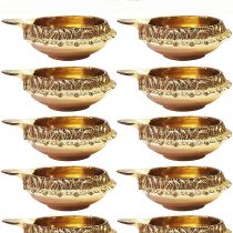 100% Pure Virgin Brass Diwali Diya (Set of 20) Indian Pooja Oil Lamp - Golden Engraved Design Dia - 2.5 Inch. Traditional Oil Lamp Indian Gift Items