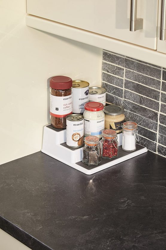 Copco Basics 3-Tier Non-Slip Kitchen Cupboard / Shelf Organiser, 26 x 23 x 8.5 cm (10" x 9" x 3.5") - Image 2