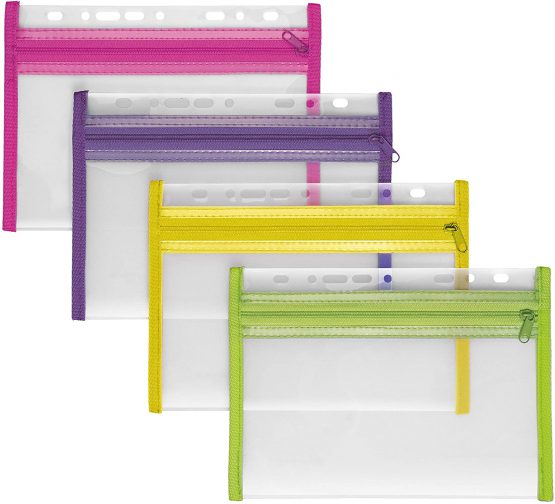 VELOFLEX Velobag XXS 4350000 Document Folders A5 Fileable Polypropylene Pack of 4 Yellow Green Pink Purple
