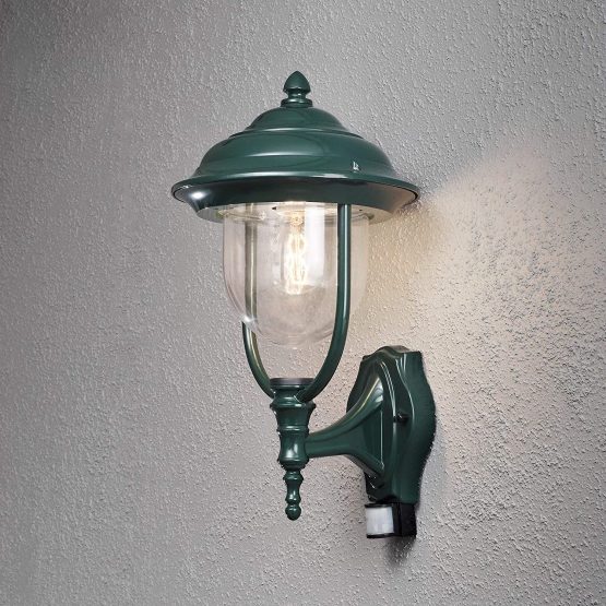Konstsmide Outdoor Lights Parma Up Outdoor Wall Light with PIR Sensor Motion Detector / 1 x 75 W E27 Max Wall Lamp / Clear Acrylic Glass / Aluminium / IP43 / Outside Light Green - Image 3