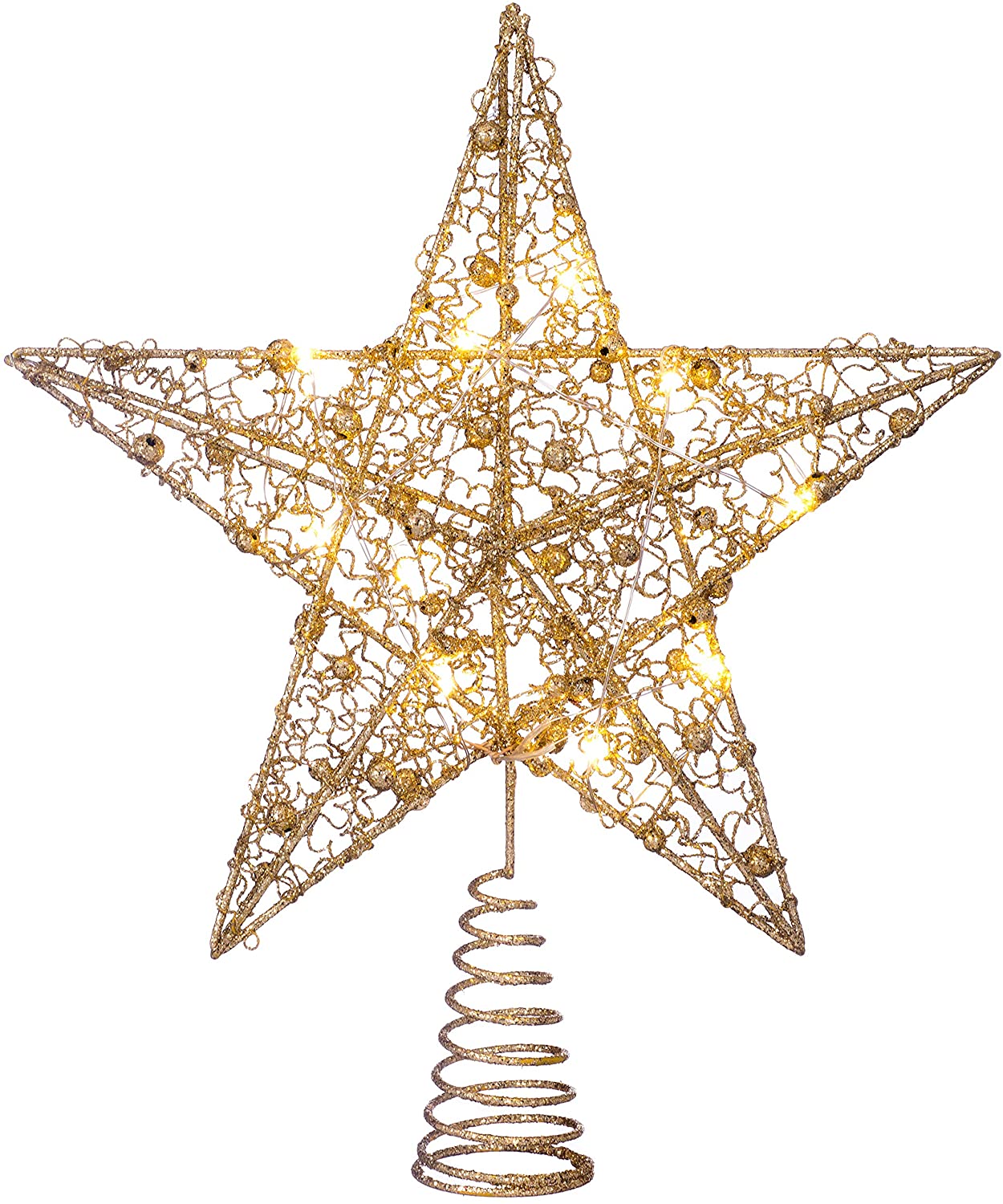 WeRChristmas Pre-lit Sprinky Christmas Tree Top Star LED Lights, Gold, 31cm