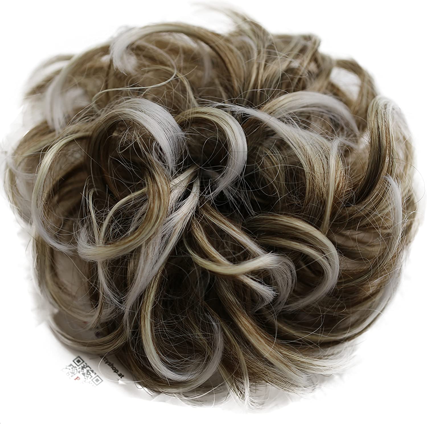 CAISHA Large Hairpiece Scrunchy Instant Updo Curly Messy Bun Light Brown Gray Mix G24E, light brown gray mix #9T1001B G24E