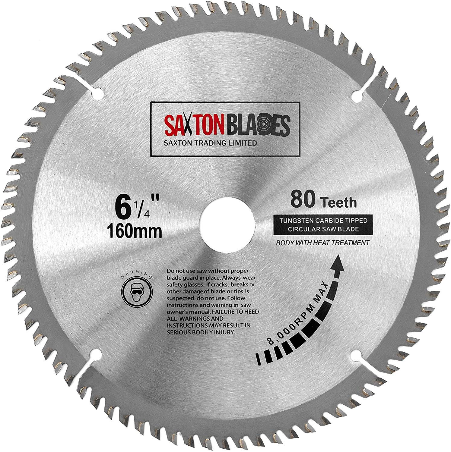 Saxton TCT Circular Wood Saw Blade 160mm x 20mm x 80t for Festool TS55 Bosch Makita Dewalt Fits 165mm Saws