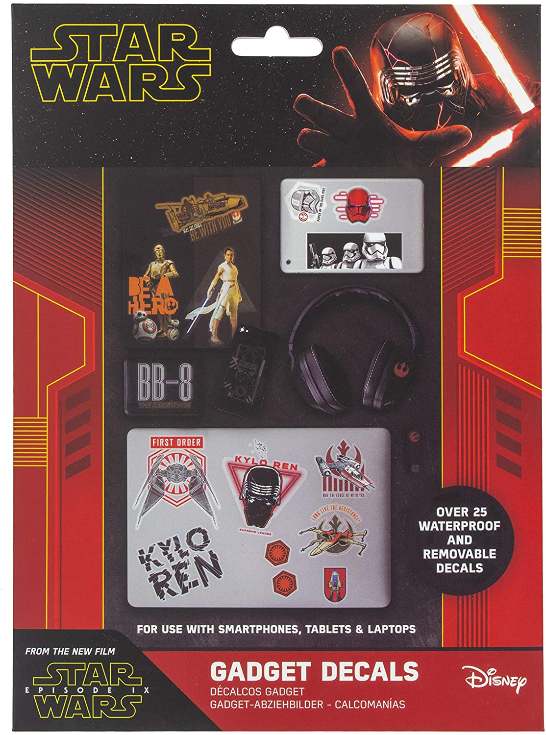Paladone PP6139SWN Star Wars Episode 9 Gadget Decal 4 Sheets of Waterproof, Repositionable, Reusable Stickers, Multi-Colour - Image 2