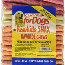 Classic Pet Products 100 Percent Hide Snax Sticks, 125 mm, Multi-Colour, Pack of 100