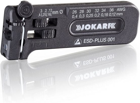 Jokari 40027 Mini-Precision ESD Tool for Cable Stripping of Solid and Stranded Wires from AWG 36 to 26 (0,12-0,40 mm Ø), Multi-Coloured