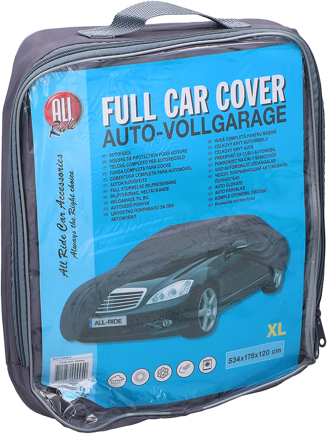All Ride Full Car Cover Extra Large Size 534 X 178 X 120 CM, Grey