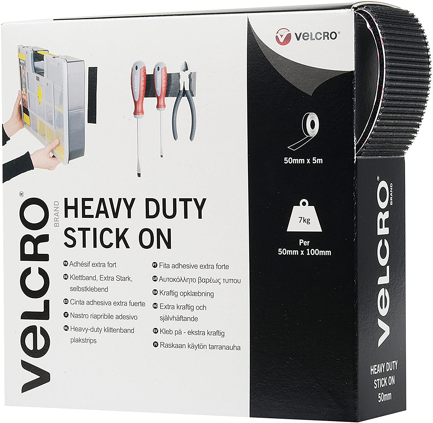 VELCRO Brand Heavy Duty Stick On Tape Cut-to-Length Industrial Extra Strong Double Sided Hook & Loop Self Adhesive Tape Perfect for Room Décor & Home
